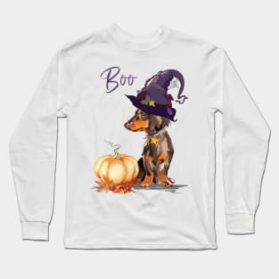 Boo Halloween dachshund Long Sleeve T-Shirt